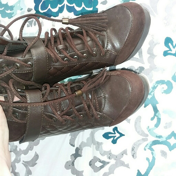 Brown leather and suede booties sz 7 - Picture 6 of 8